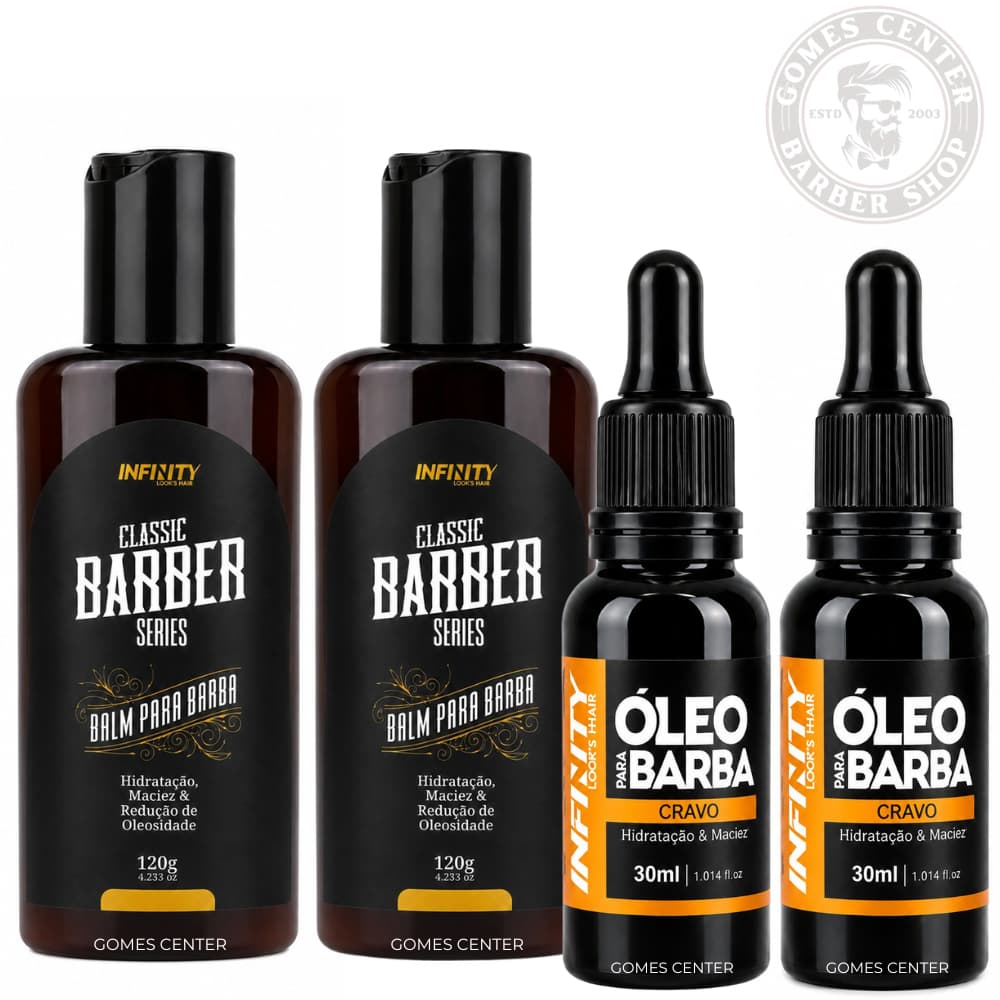 Kit 2 Balm Para Barba 120ml  + 2 Óleo Para Barba 30ml Original Infinity For Men Fox