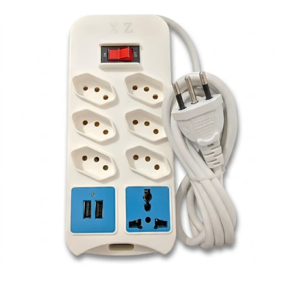 Filtro De Linha Régua Extensão 2 Usb 6 Tomada 1 Universal 2m