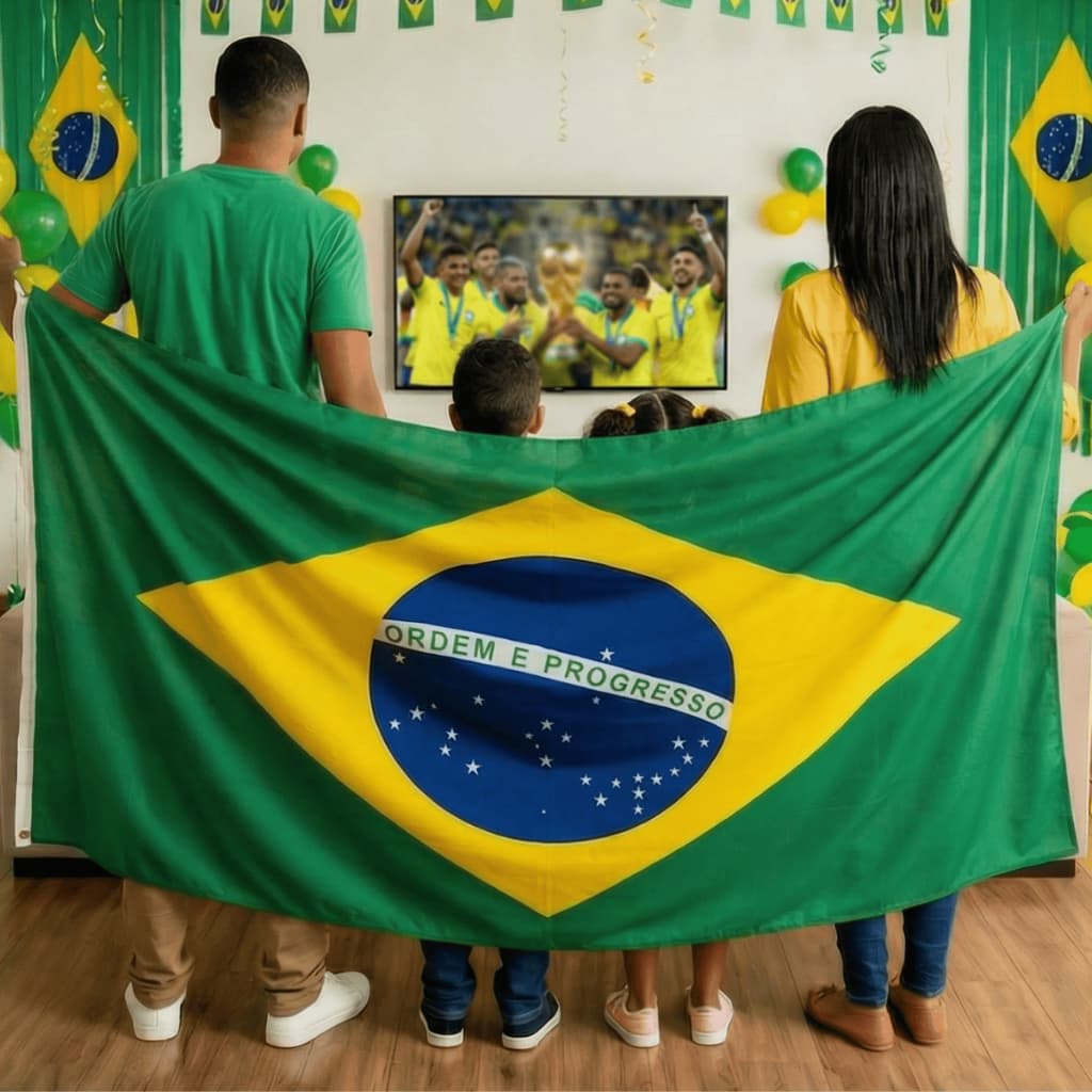 Bandeira Do Brasil Grande Varios Tamanhos Eleição Com Espaço de Haste Acabamento em Bainha