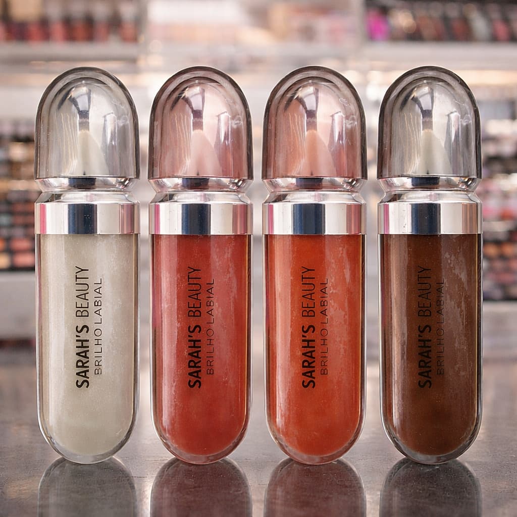 Gloss Brilho Labial Sarah’s Beauty com Brilho Espelhado Intenso
