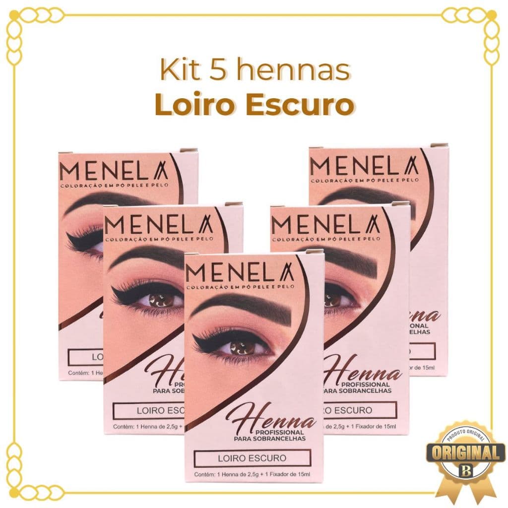 Kit 5 Hennas Loiro Escuro Para Design De Sobrancelhas Menela