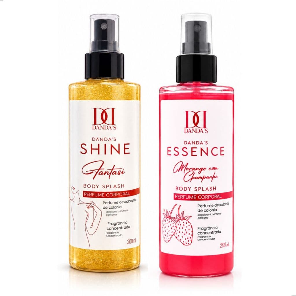 Body Splash Desodorante Corporal Perfume Colônia Feminino Fantasi Morango com Champanhe 200ml Kit 2