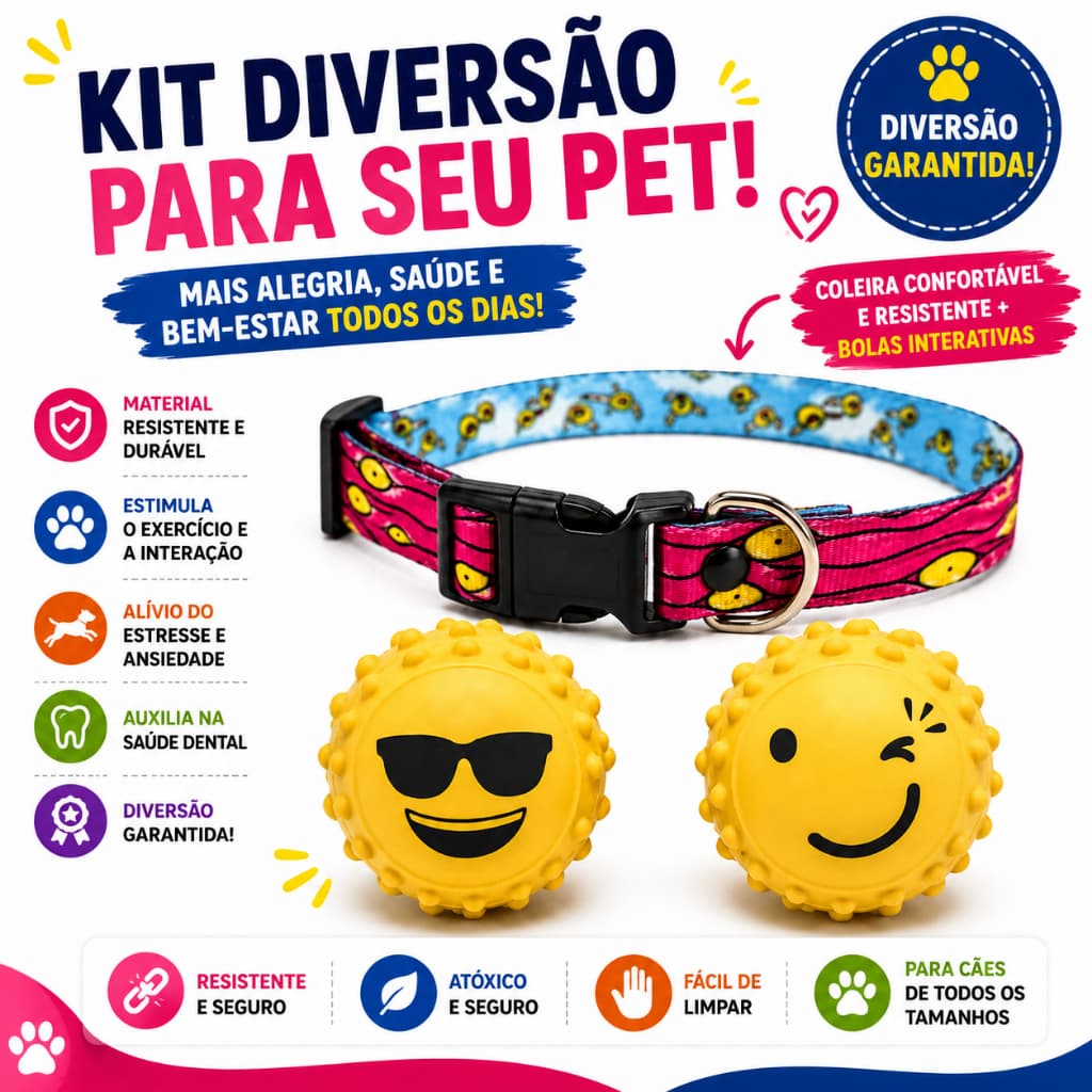 Coleira para Cachorro Ajustável Resistente Estilosa Pet Pequeno médio e grande porte