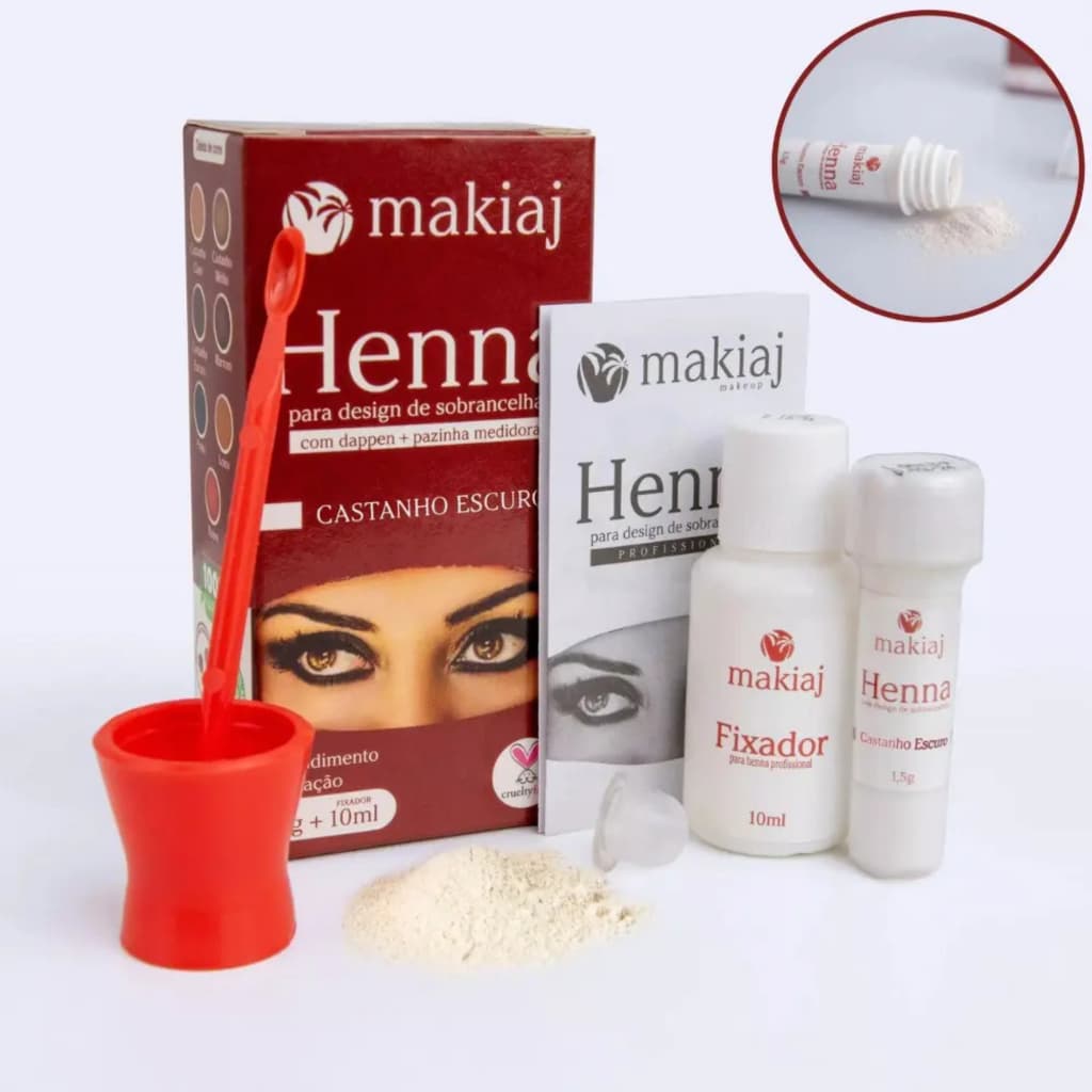 Henna Sobrancelhas Makiaj Alto Rendimento E Fixação Rena Dappen Pazinha Medidora.