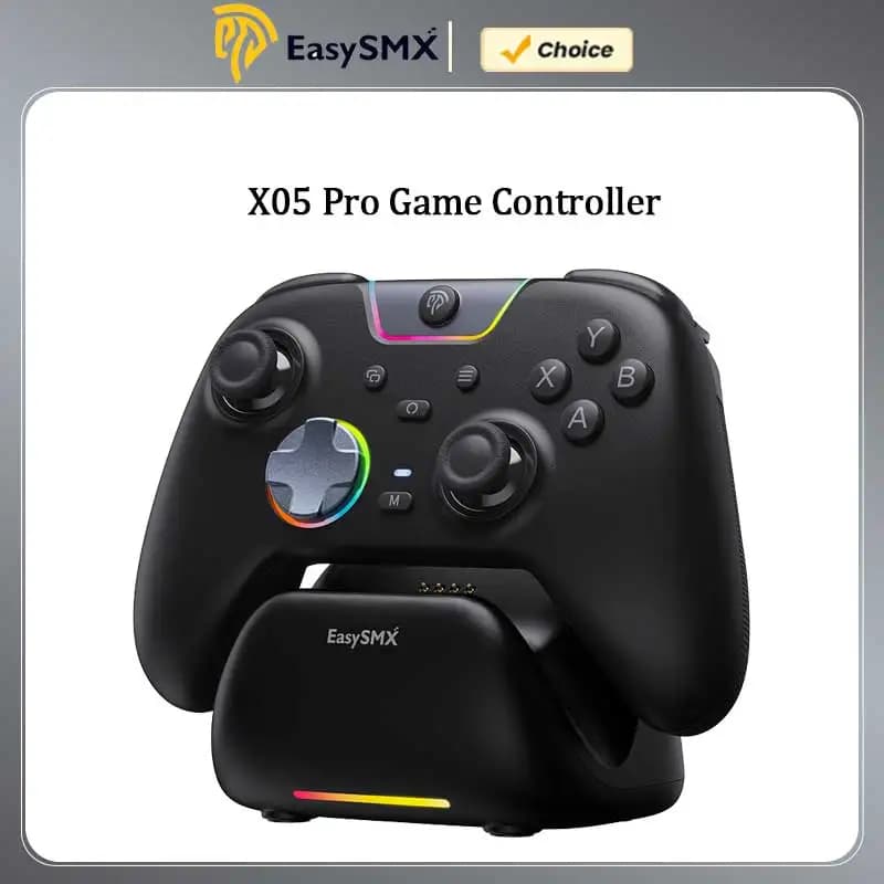 Controle EasySMX X05 Pro Com base, Sem Fio, Hall Effect, 1000Hz para PC Switch Android iOS Steam