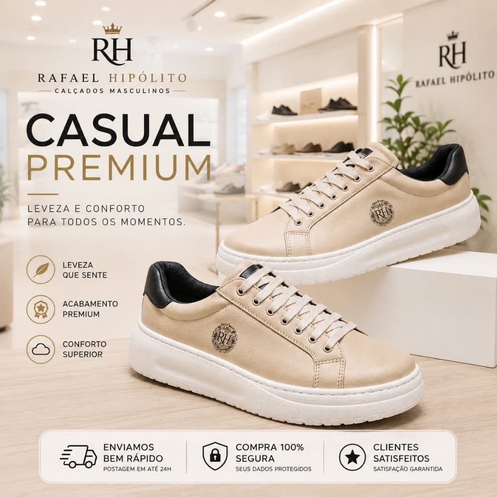 Tênis Masculino Casual  com Solado Branco Conforto Moderno e Elegante
