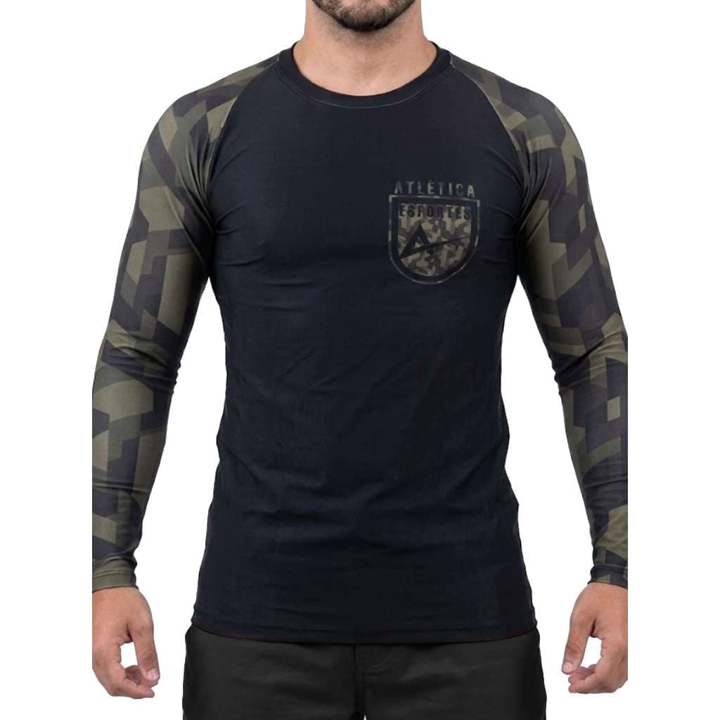 Rash Guard Masculina Camisa Jiu Jitsu No-Gi Escudo Manga Longa