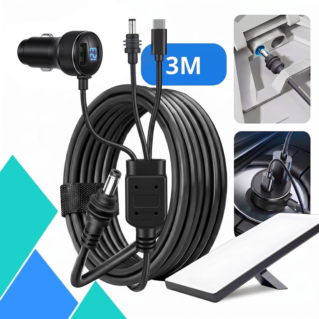 Cabo Carregador 3 Em 1 Veicular Starlink Mini Compativel Carregamento Usb Tipo C 12v 24v Cinzero Carro Suporta PD 140W
