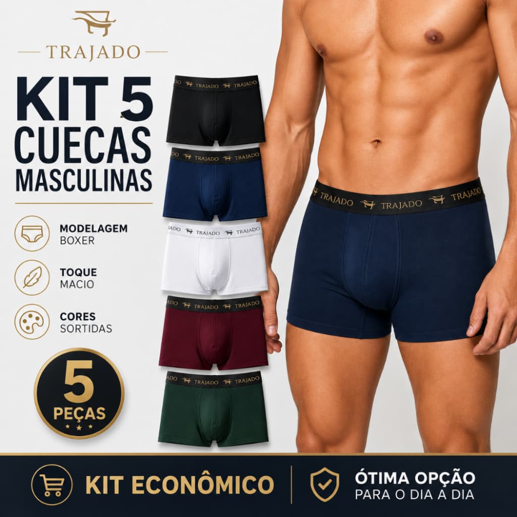 Kit 5,8 e 10 Cuecas Boxer Masculina Forrada de Algodão com Alta Elasticidade Premium ENVIO IMEDIATO