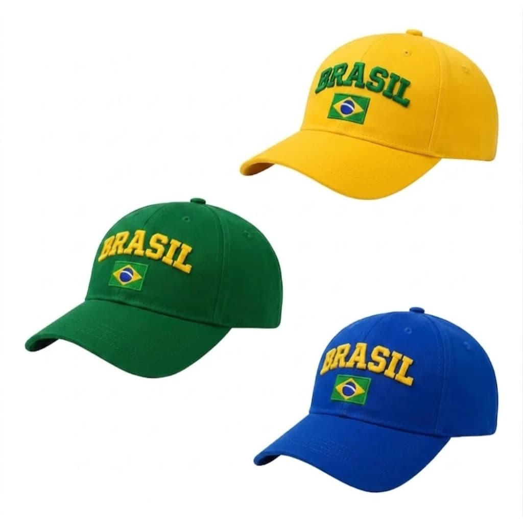 Kit 3 Boné Brasil Seleção Brasileira Aba Curva Unissex Ajustavel