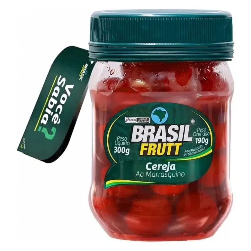 Cereja Ao Marrasquino Brasil Frutt Pote 190 gramas Drenado total 300 gramas Pote