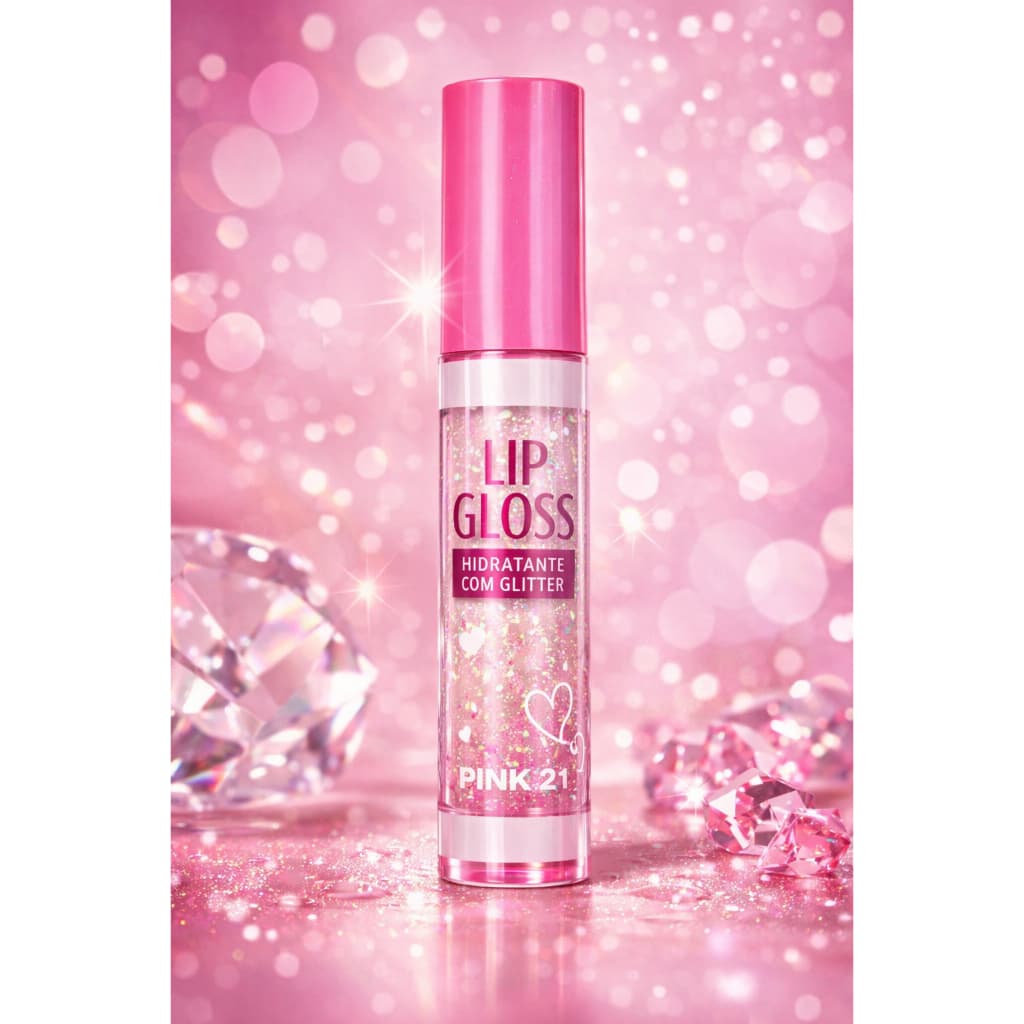 Pink 21 - Lip Gloss Hidratante com Glitter