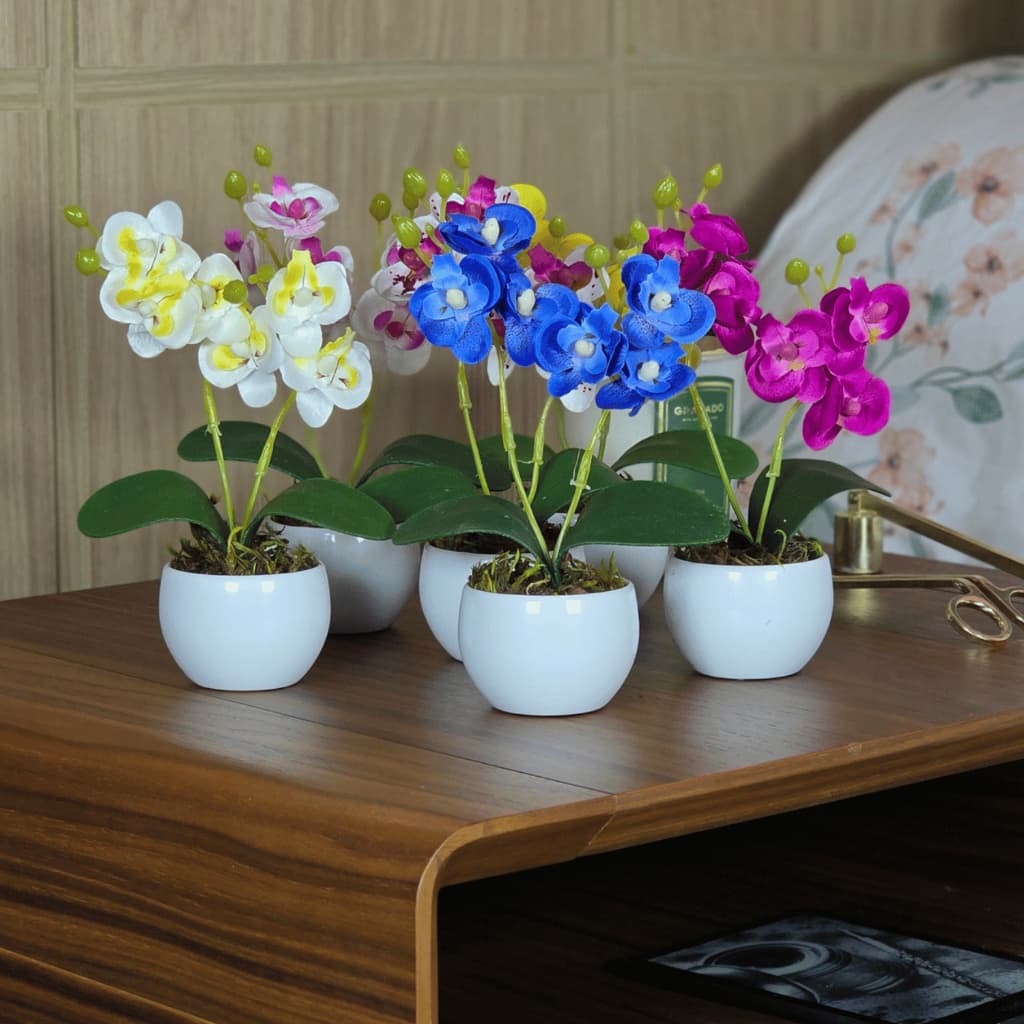 Arranjo Orquideas Mini Planta Artificial Seda Decorativa