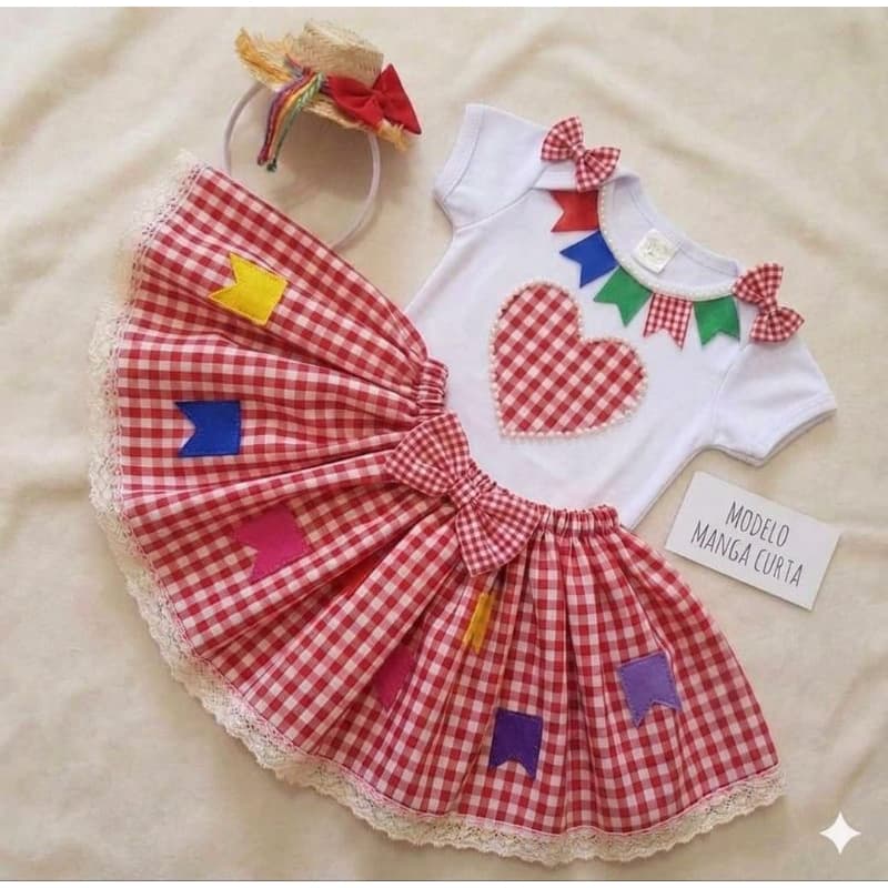 Vestido Fantasia Festa Junina Luxo Bebê E Infantil Menina