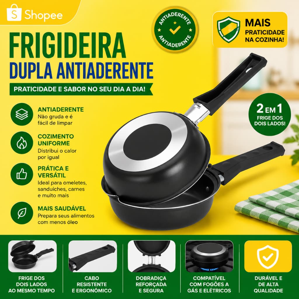 Frigideira Dupla Hamburgueira Omeleteira Antiaderente 14cm Preta Não Gruda