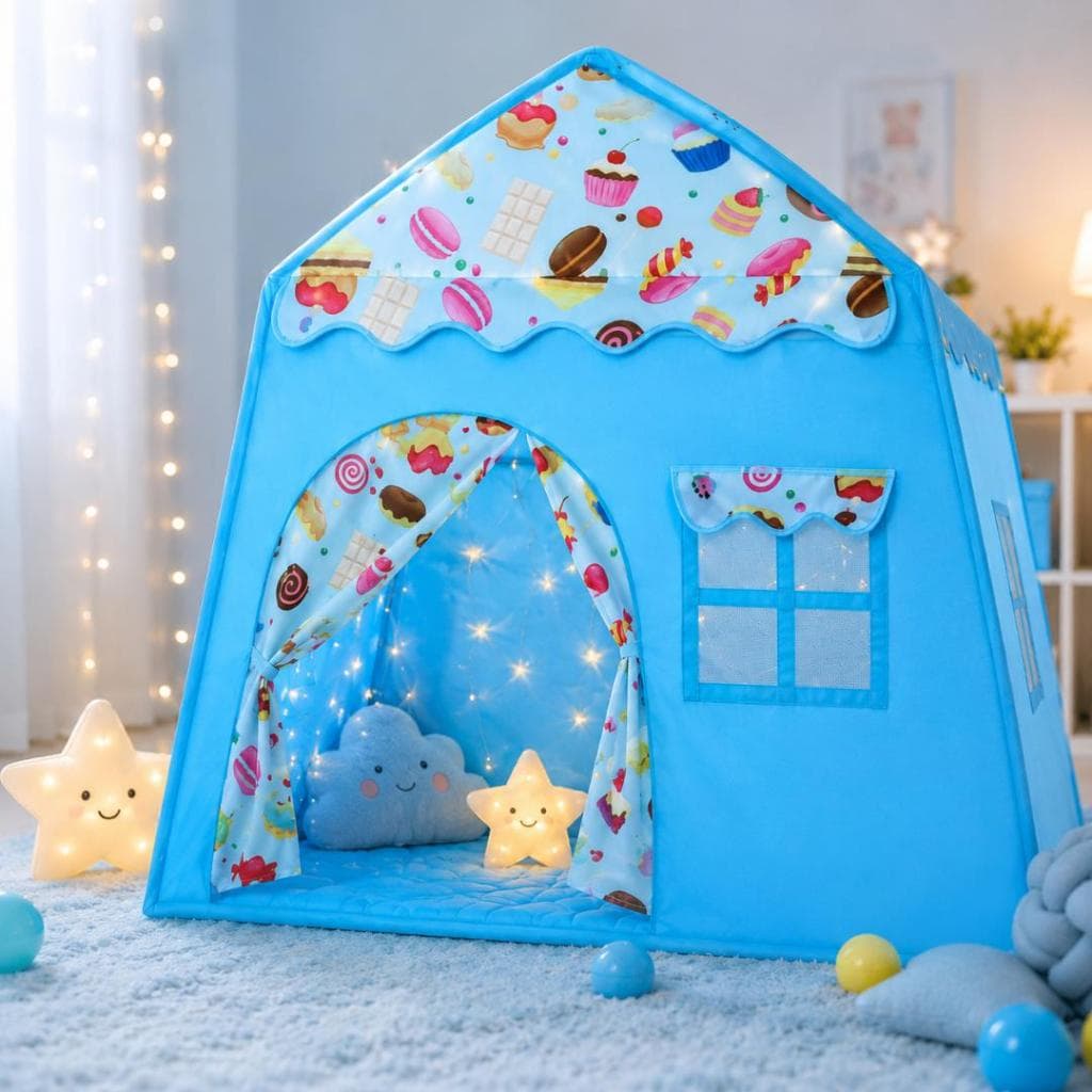 Barraca Docinho Chocolate Infantil Tenda Toca Casinha Resistente Dobrável - Rosa e Azul + Bolsa