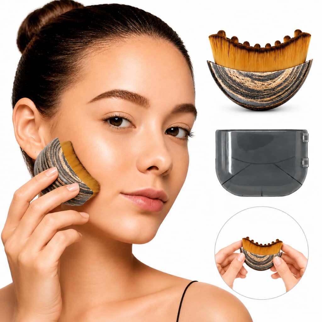 Escova Facial Linfática Ergonômica - Cerdas Sintéticas Macias, Design Ergonômico, Redução de Inchaço