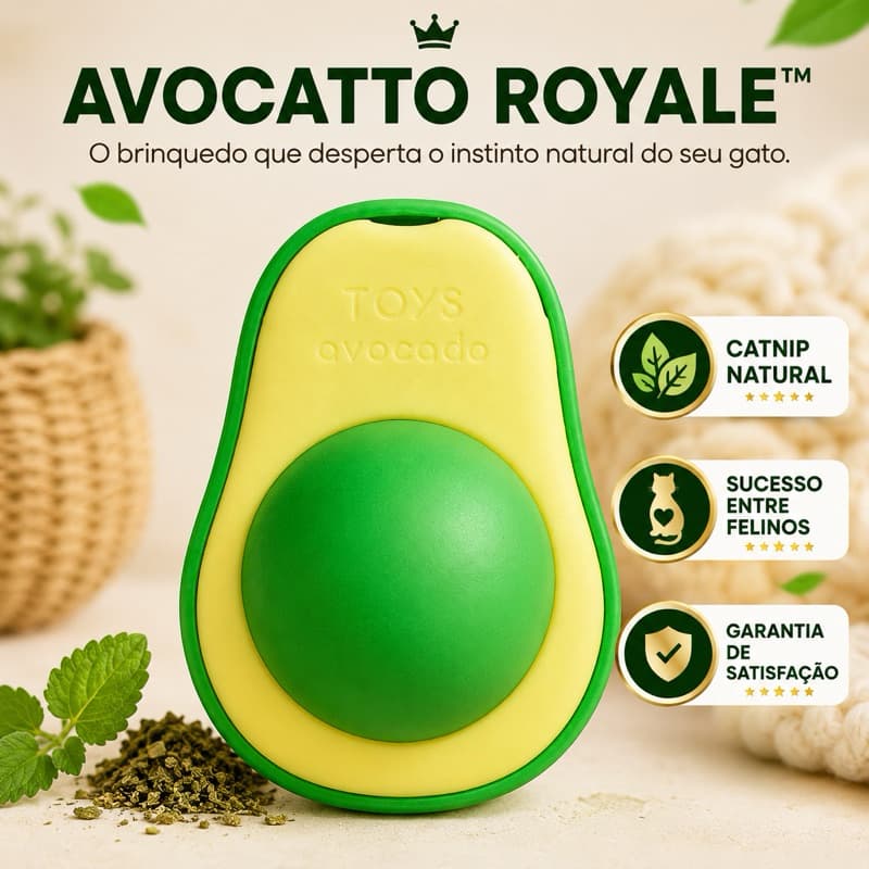 Brinquedo Interativo para Gatos com Catnip Natural Avocatto Royale™ Abacate Estimulante Anti Estresse 6cm