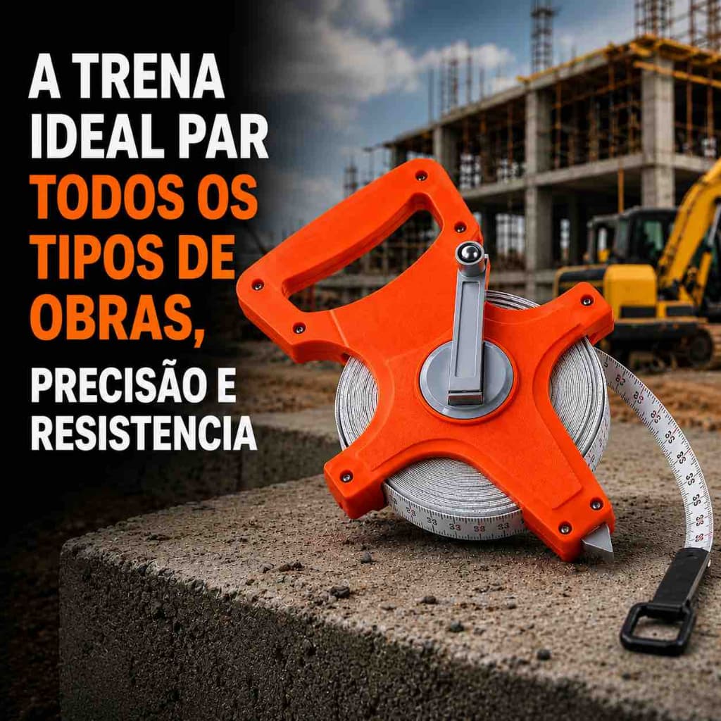 Trena Fita Métrica Construção Civil Obras Carretel Manual 30 Metros Resistente Precisa