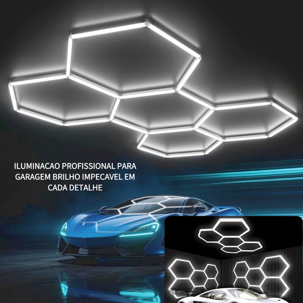 Luminária LED Colmeia Hexagonal 5/11/14 Furos 6500k 192wpara Garagem, Salão de Beleza e Barbearia