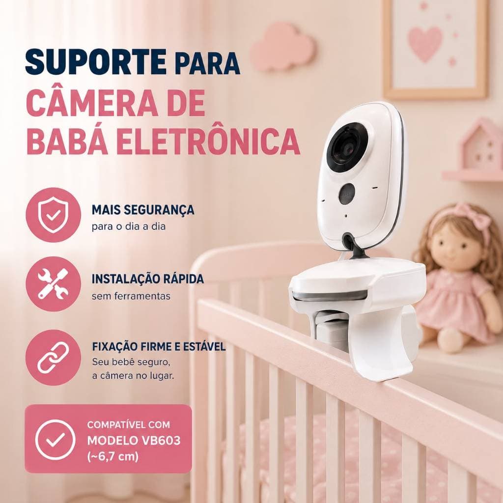 Suporte Compatível VB603 para Babá Eletrônica Encaixe Seguro em Berço e Mesa