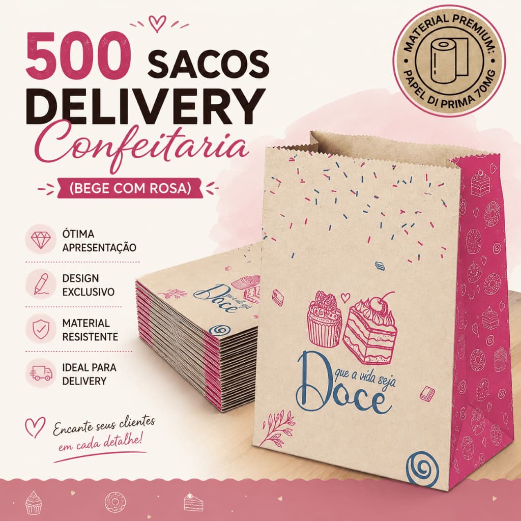 500 Saco SOS Tamanhos PP, P ou G Para Doceria Docinhos Cookies Pudim Copão Delivery Presente