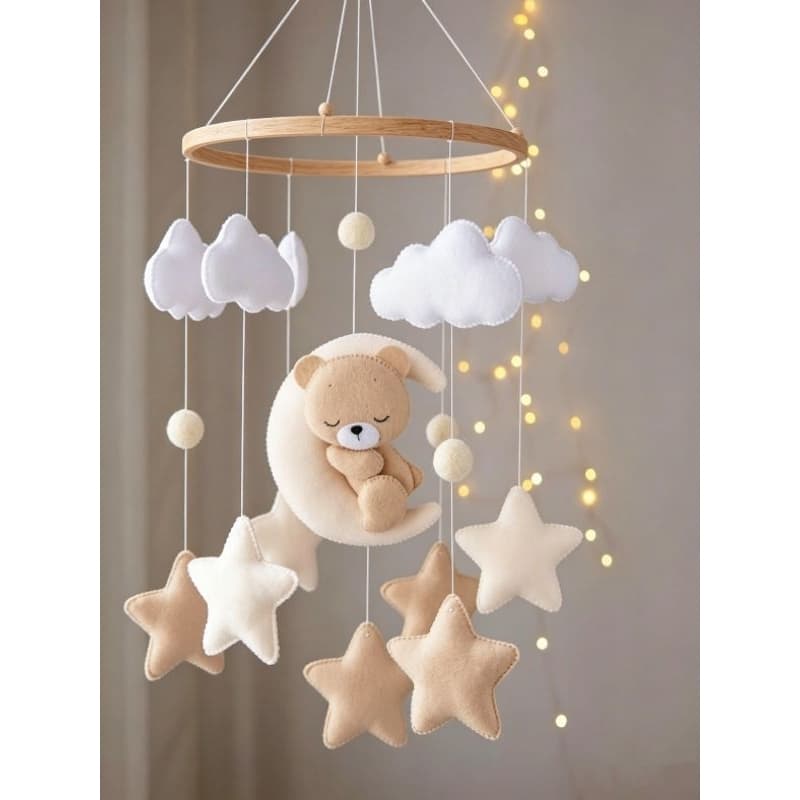 Móbile de berço ursinho, lua, estrelas, nuvens, leãozinho. Móbile suspenso, giratório