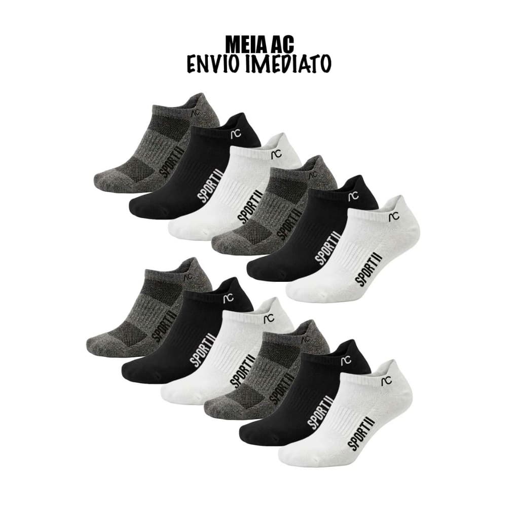 Kit 6 ou 12 Pares de Meias Soquetes AC Caneladas Originais
