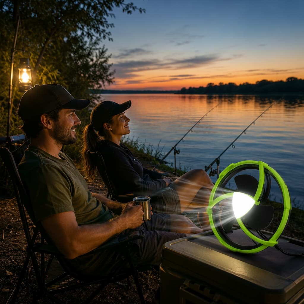 Mini Ventilador Portatil Luz Led Usb Recarregavel Silencioso Camping