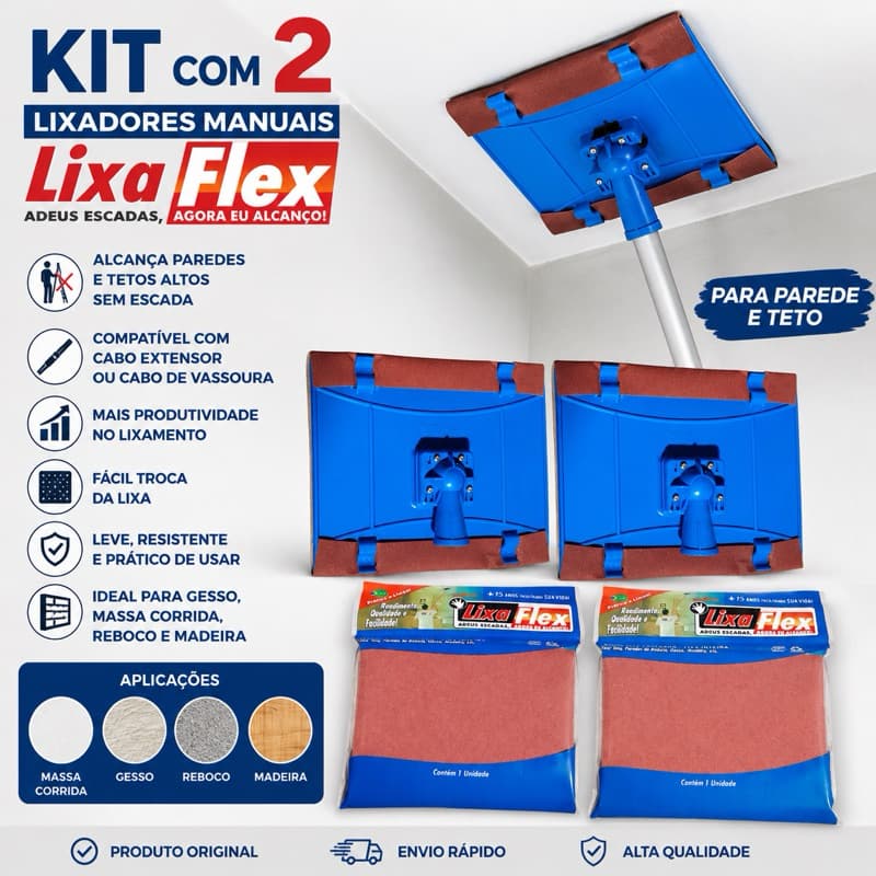 Suporte  para lixa,kit 2 lixadeira manual ,para parede e teto Lixaflex ,lixadeira original Lixaflex