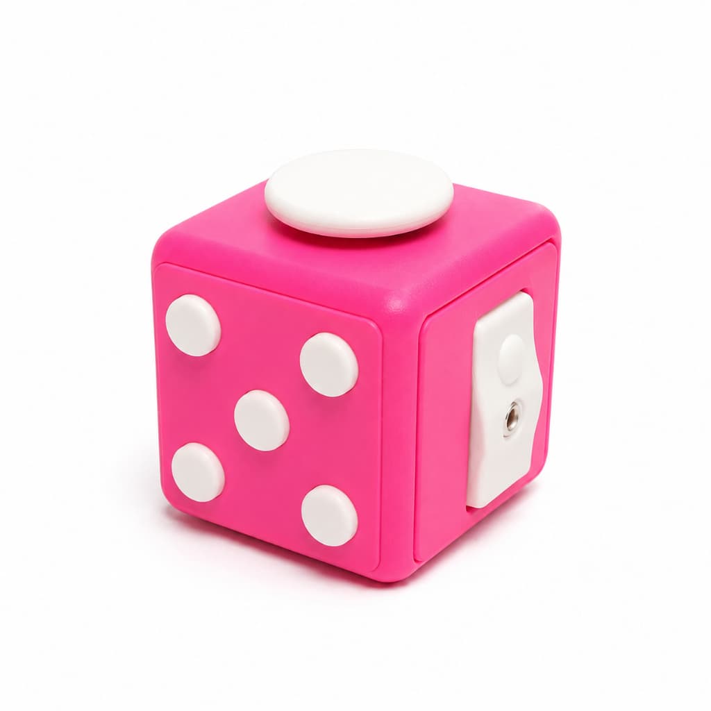 Dado Cubo Sensorial Tátil 6 em 1 Antiestresse, Relaxante com Botões, Clickers e Discos para Alívio da Ansiedade, TDAH