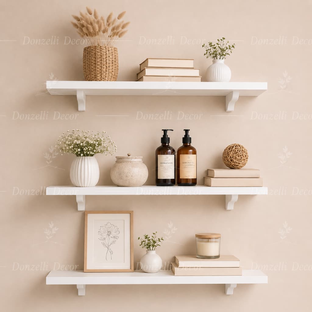 Prateleiras 80X20 Lisa Mdf Branco Bico de Tucano Suporte Sala Cozinha Banheiro Organizador Decoração