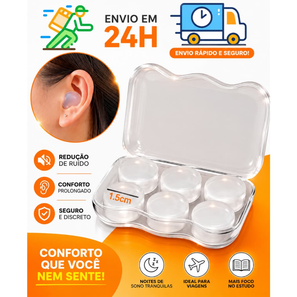kit Tampão de Ouvido de Silicone Moldáveis Até 24 UN Conforto, Proteção e Silêncio em Qualquer Lugar