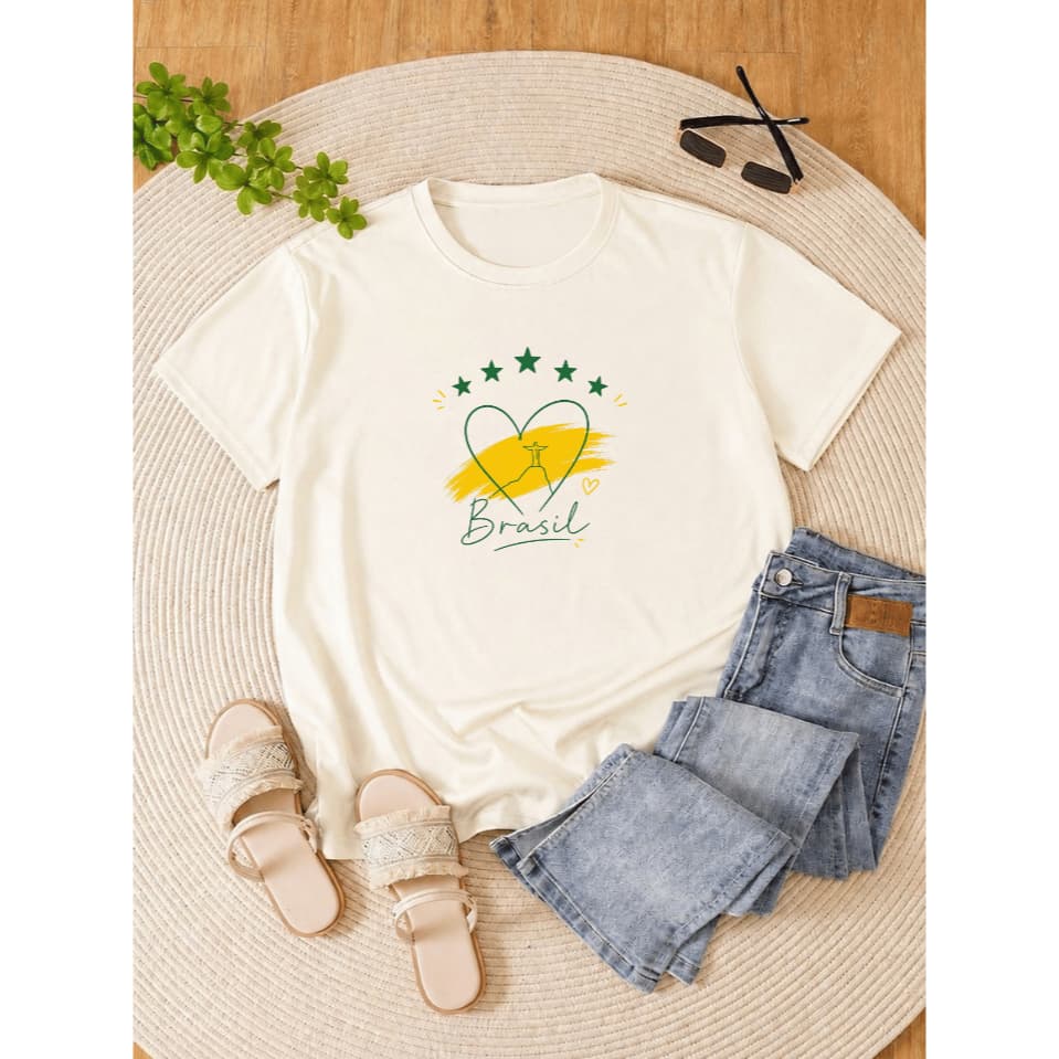 Camiseta Básica 100% algodão  Premium Unissex Manga Curta Confortável Casual Dia a Dia Algodão Macia