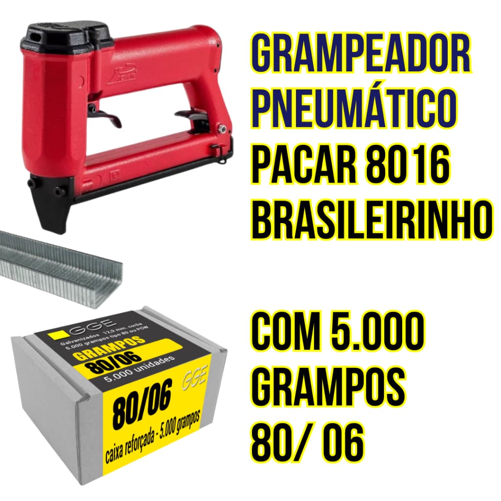 Grampeador Pacar Brasileirinho + 5.000 Grampos 80/06 6mm