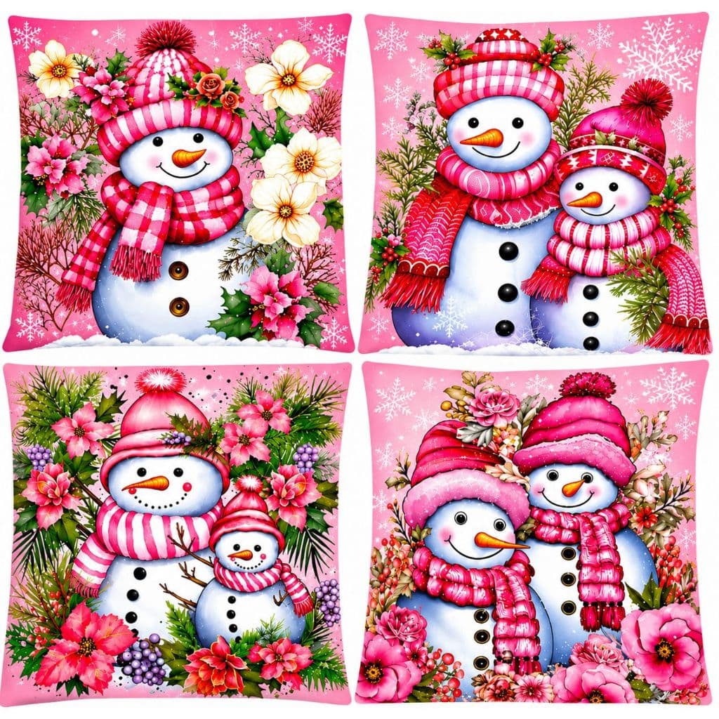 KIT 4 CAPAS DE ALMOFADAS DECORATIVAS NATAL ROSA-COLEÇÃO ROSA 2026