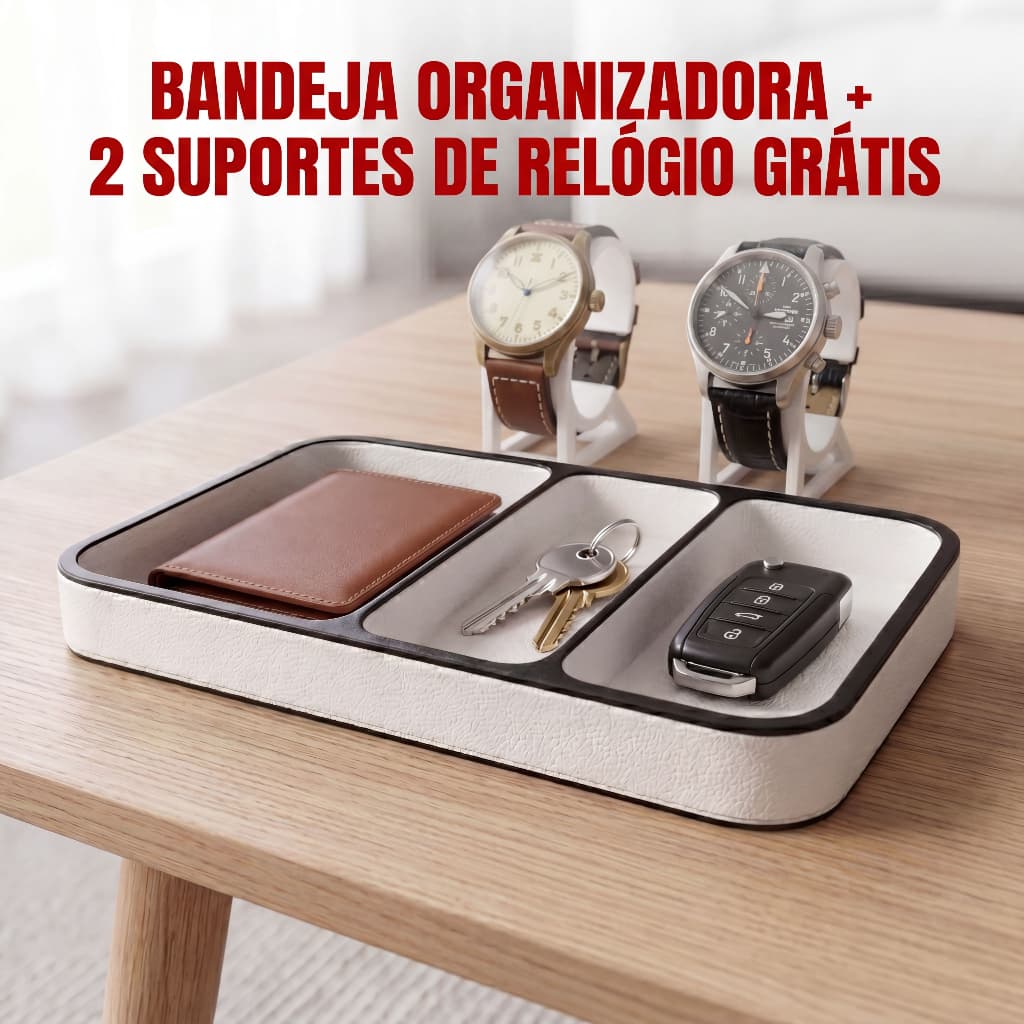 Bandeja Organizadora Porta Chaves Carteira Relógio Óculos Organizador de Mesa