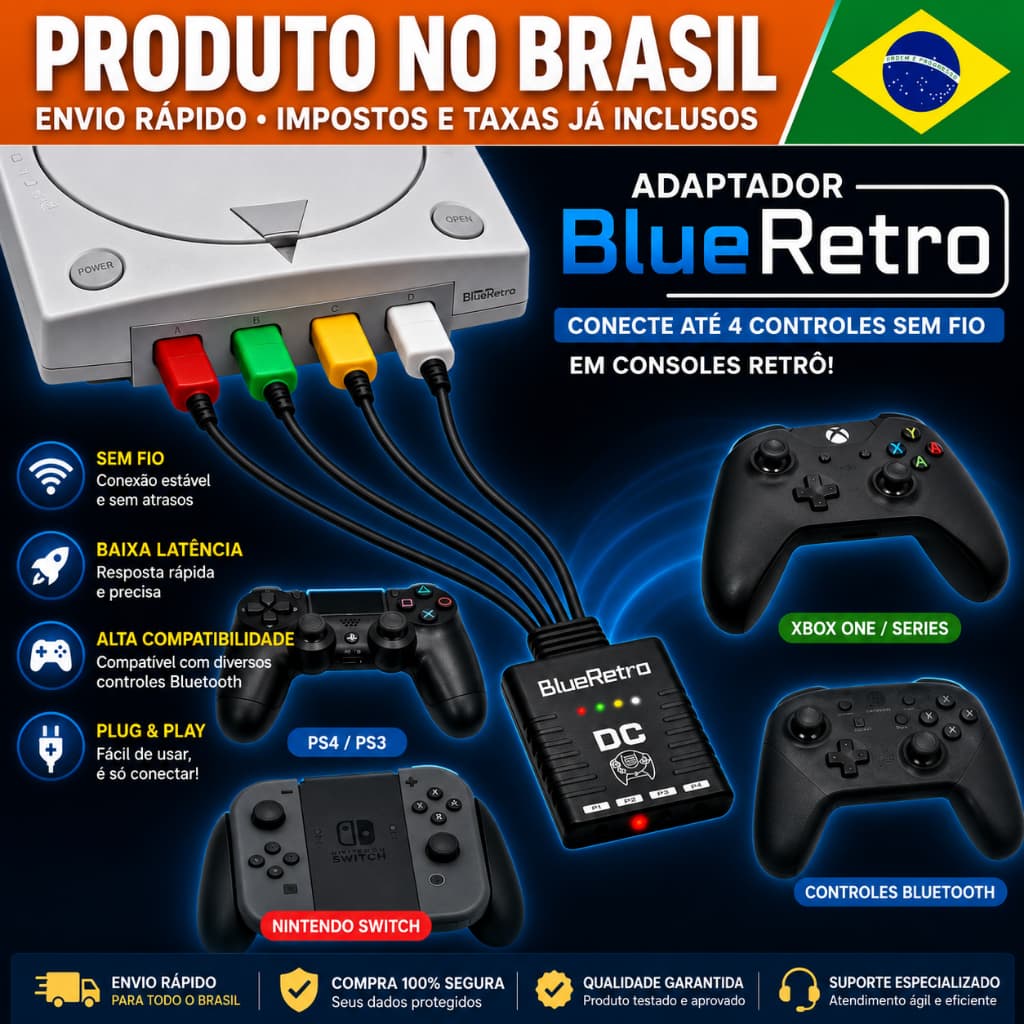 ADAPTADOR Bluetooth para SEGA DreamCast Controle Bluetooth BlueRetro RetroScaler original