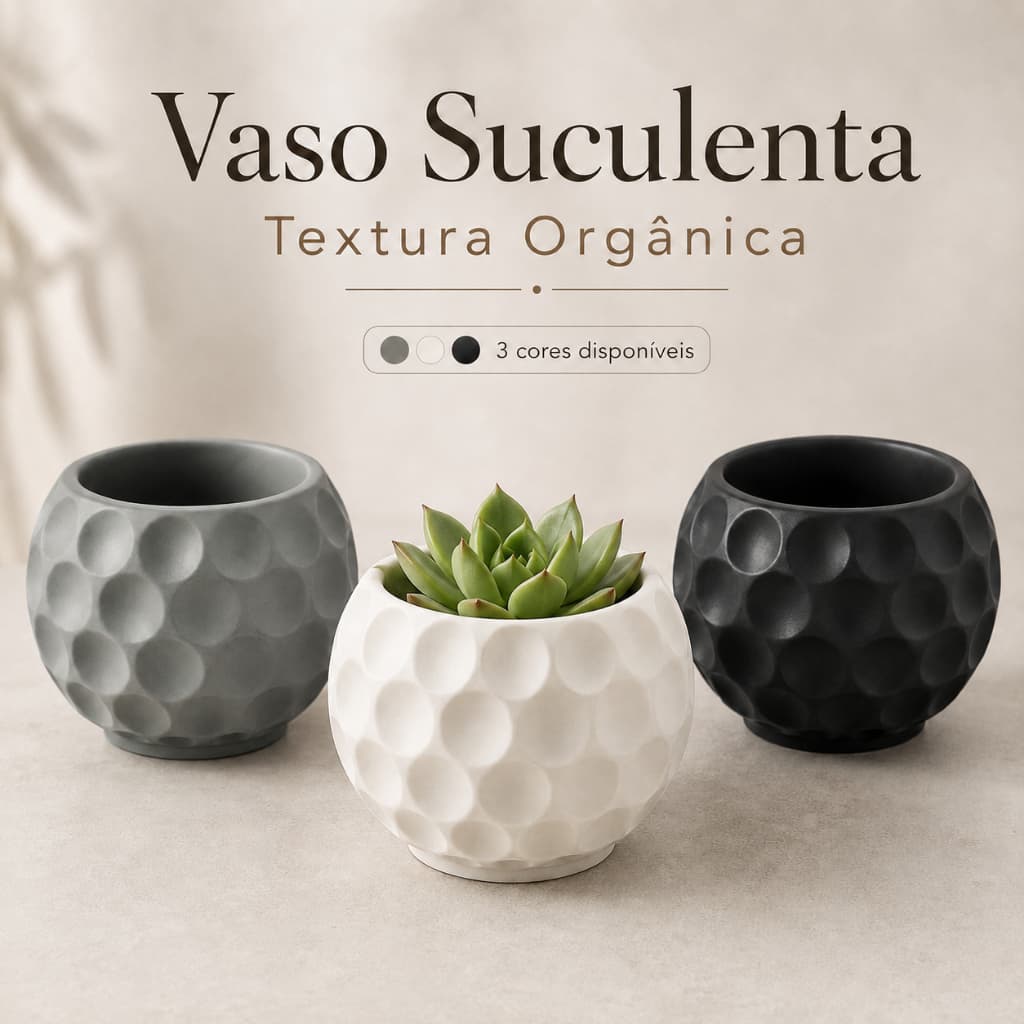Vaso Suculentas e Cactos Textura Orgânica Decorativo Moderno Minimalista