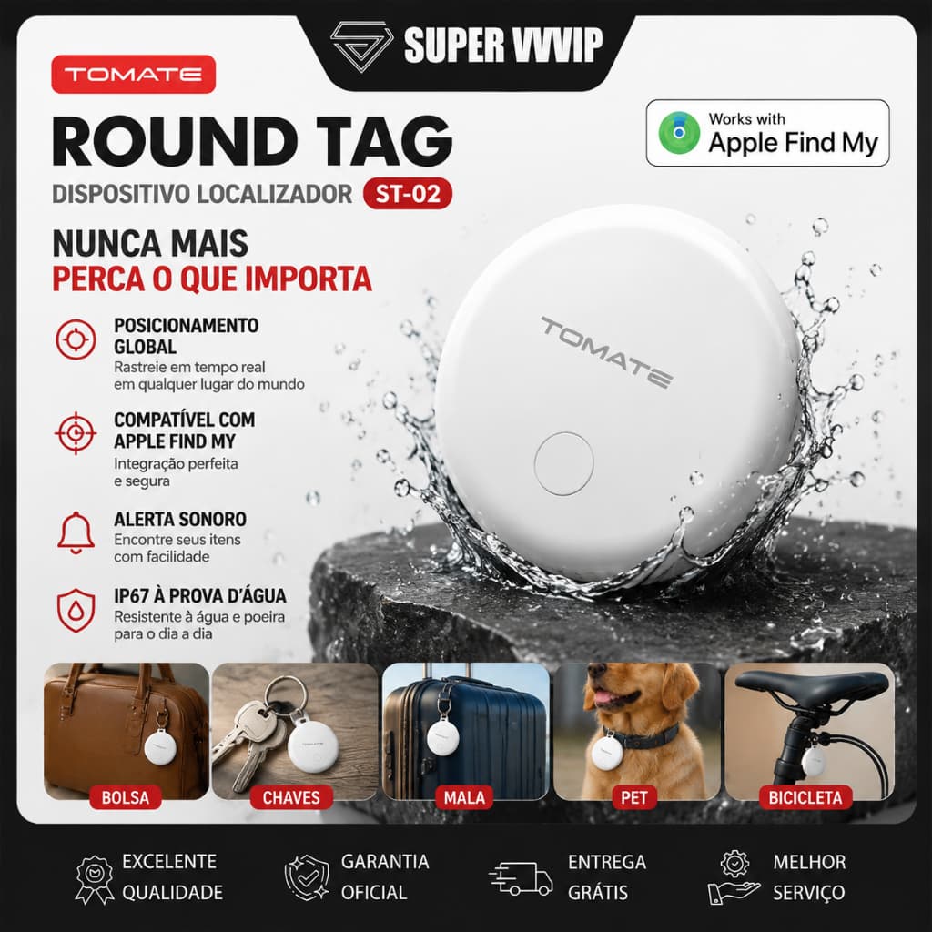 【Brasil Spot Sale】Round Tag Tomate ST-02 – Dispositivo Localizado para Identificação e Rastreamento