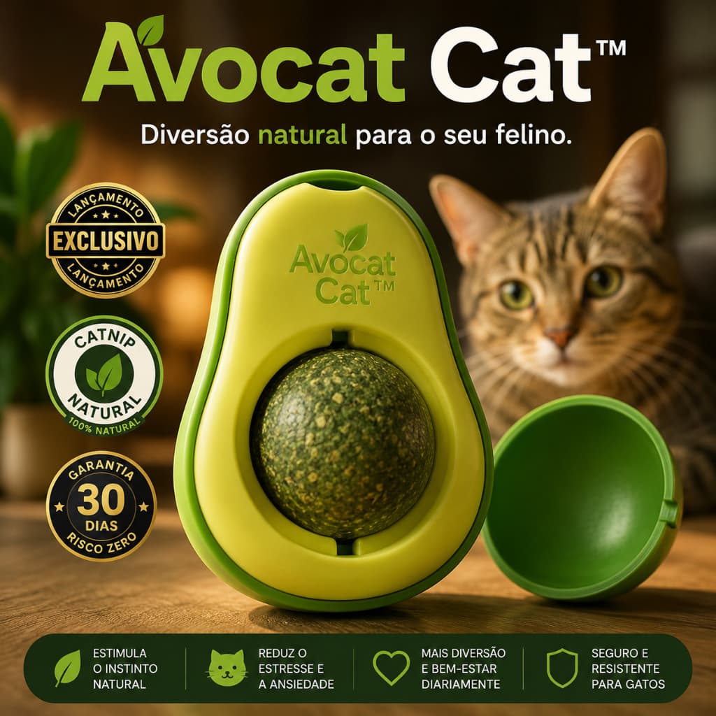 abacate Brinquedo Interativo Catnip Natural Para Gato Pequeno 6cm Verde