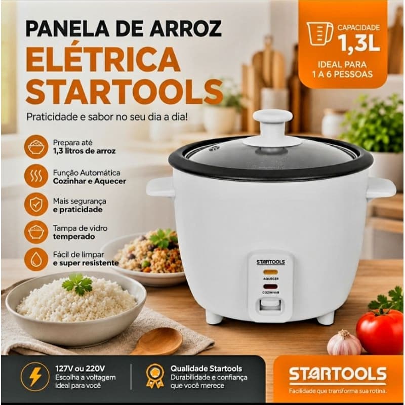 Panela de Arroz Elétrica 1,3L 127V Ou 220V- Branca