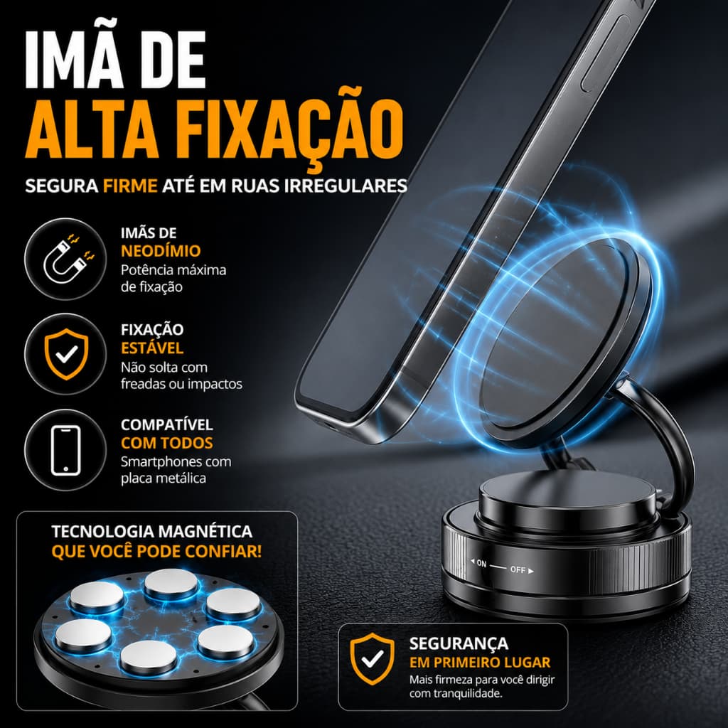 Suporte Celular Magnético 360° Articulado