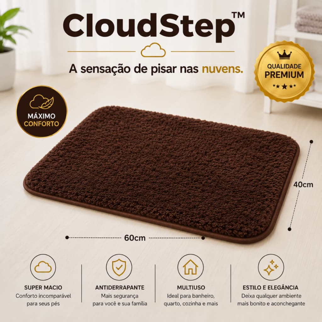 Tapete Multiuso Antiderrapante Peludo Confortavel felpudo marrom facil de lavar Decora Casa Quarto