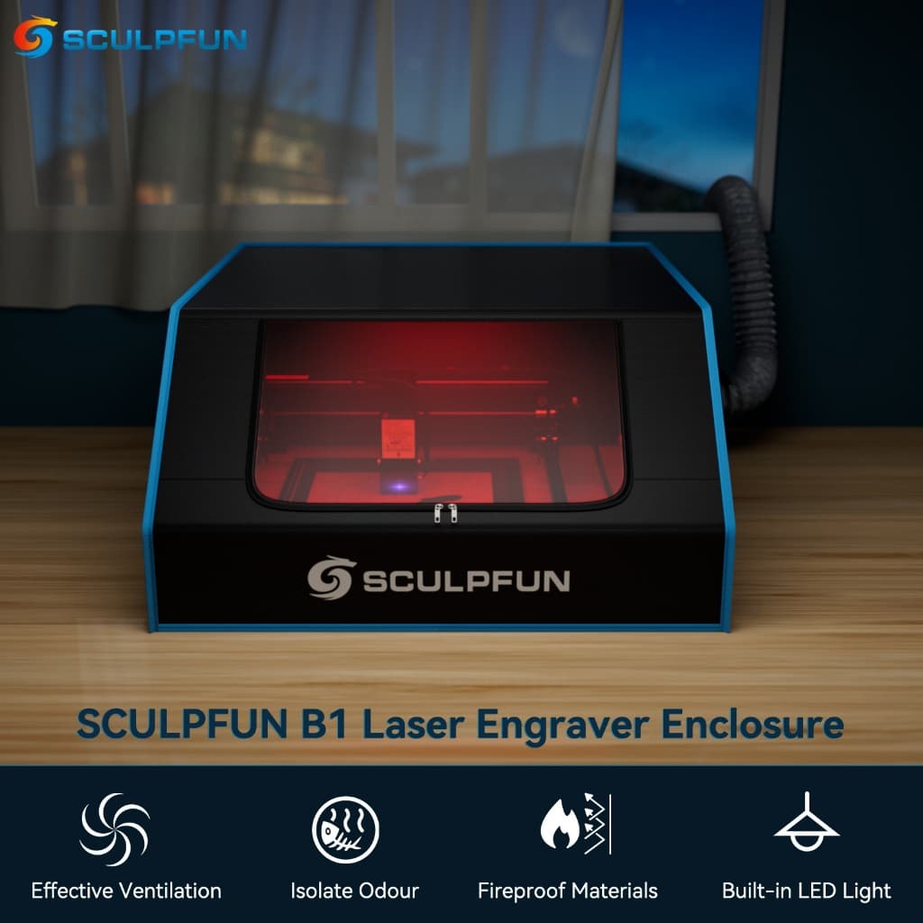 SCULPFUN B1 Caixa de fumo para máquina de gravação a laser caixa à prova de fogo