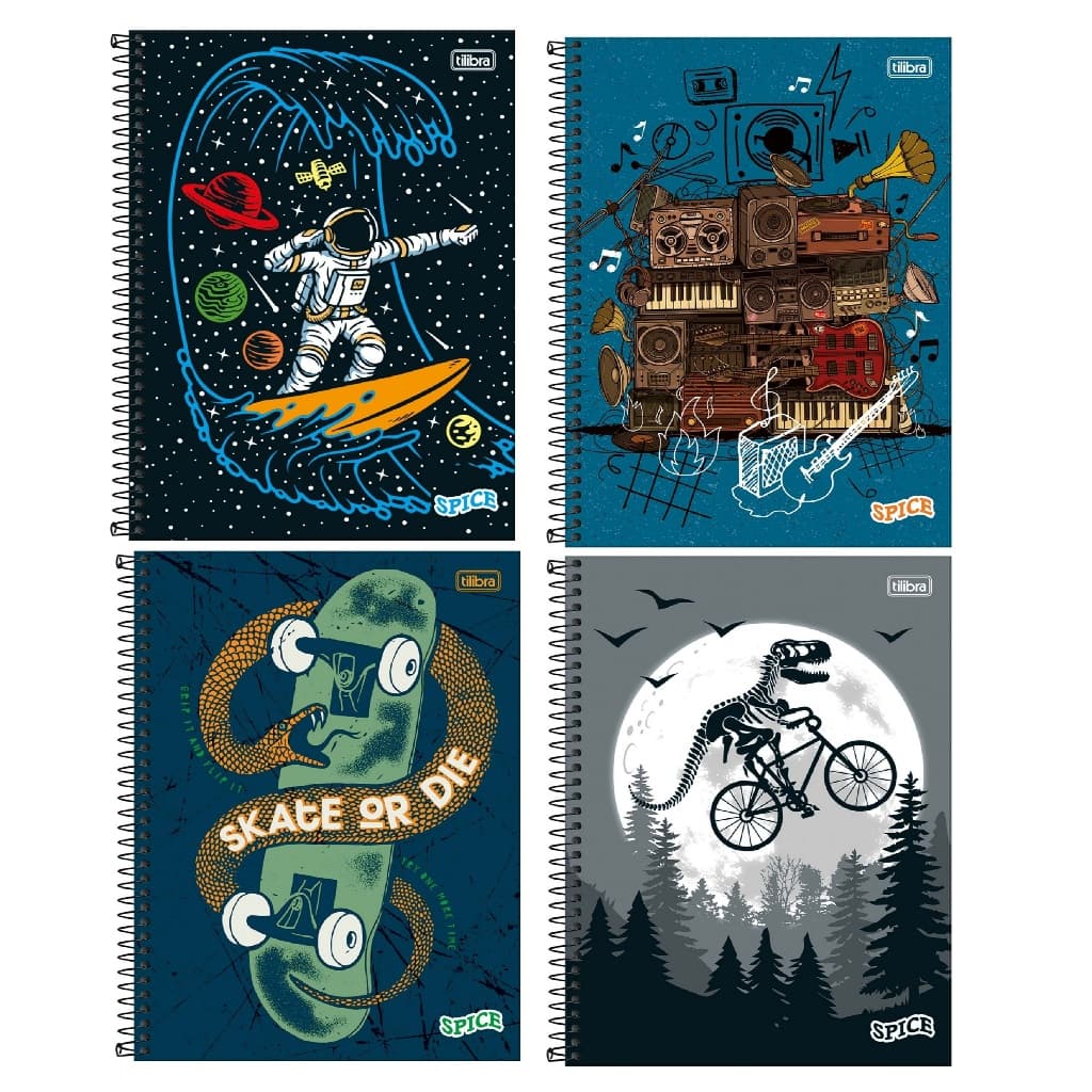 Caderno Universitário Spice Capa Dura Masculino - 01 , 10 , 12 , 16 , 20 Matérias Capas 2027