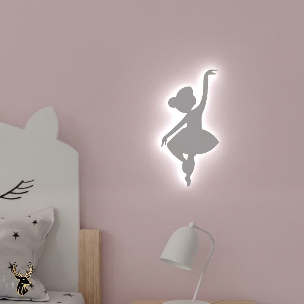 Luminária Abajur Bailarina Com Led Em MDF Decorativa Quarto Infantil