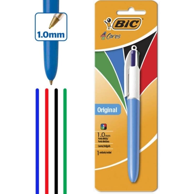 Kit 3 Canetas Esferografica Retrátil 1.0 Ponta Média C/4 Cores