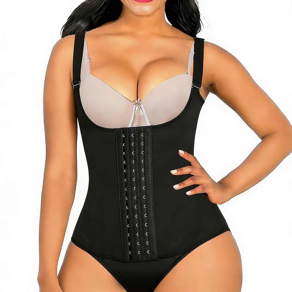 Cinta Modeladora Feminina Colete Corselet 18 Barbatanas com Alças Reguláveis 3 Ajustes Pós-Parto
