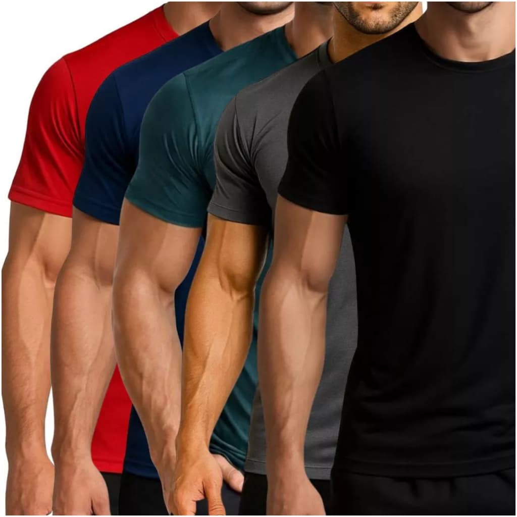 Kit 5 Camisetas Dry Fit Masculina Treino Academia Corrida Esportes Exercícios Casual